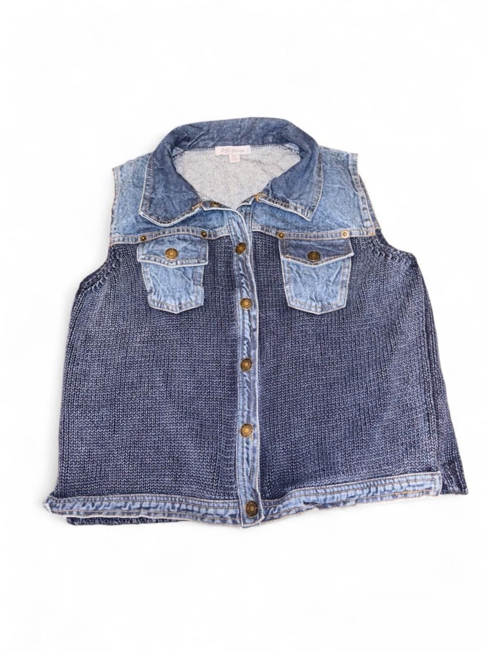 Blue Denim Knit Vest Jacket - Sleeveless